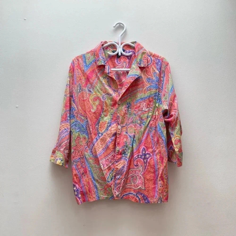 Lauren Ralph Lauren - Pink Paisley Pastel Button Down Shirt